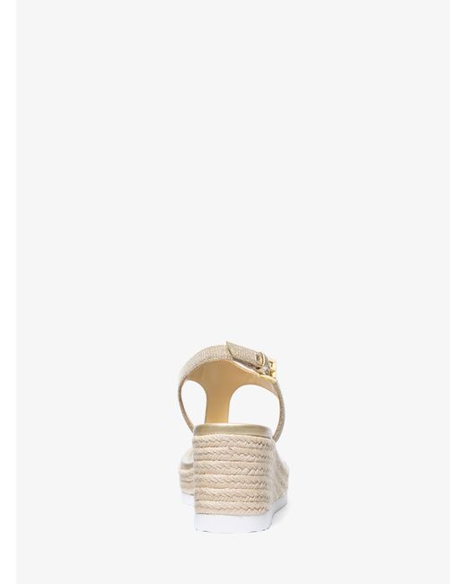 MICHAEL Michael Kors Natural Mk Val Glitter Chain-Mesh Thong Wedge Sandal
