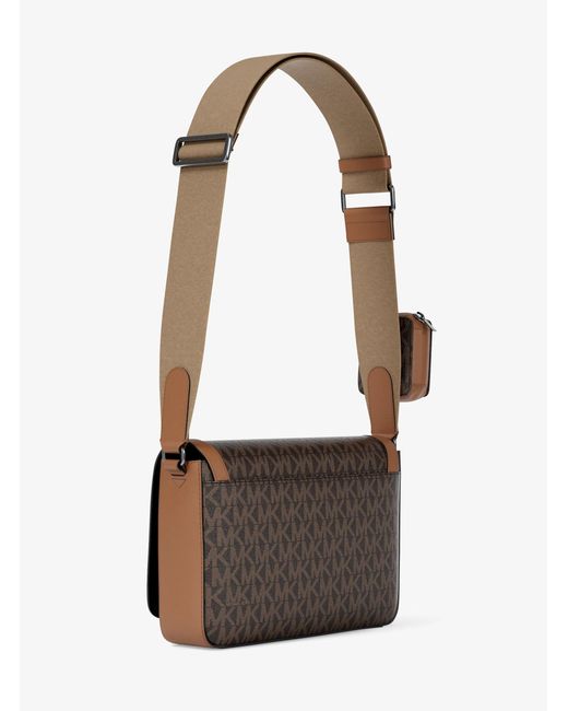 Michael Kors Gray Hudson Mini Signature Logo Crossbody Bag With Airpod Case For Apple Airpods Pro for men