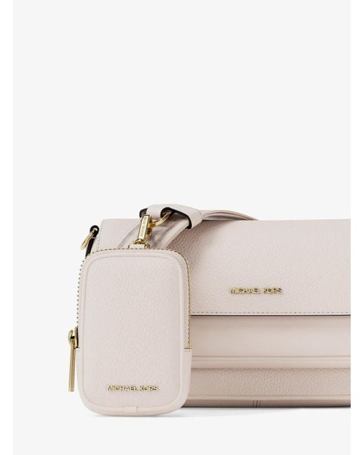 Michael Kors White Jet Set Travel Small Pebbled Leather Crossbody Bag With Pouch