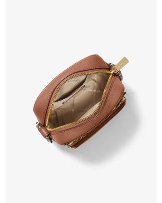 Michael Kors Outlet Brown Mk Jet Set Medium Leather Crossbody Bag