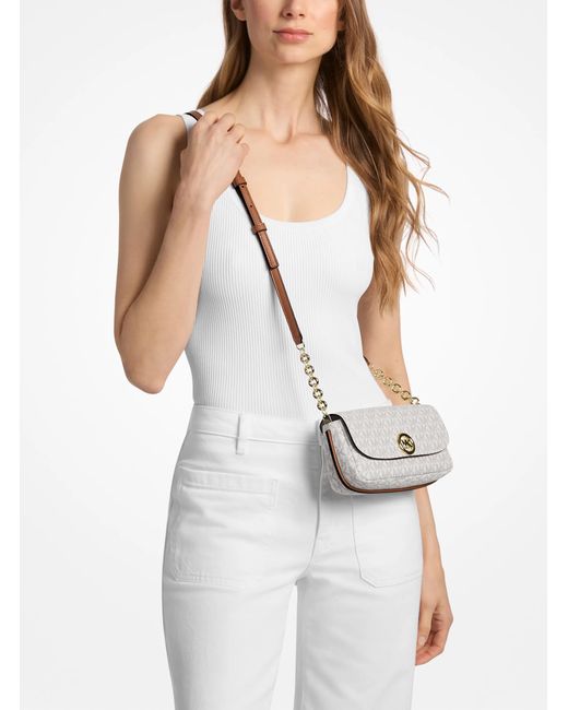 Michael Kors White Nolita Small Signature Logo Crossbody Bag