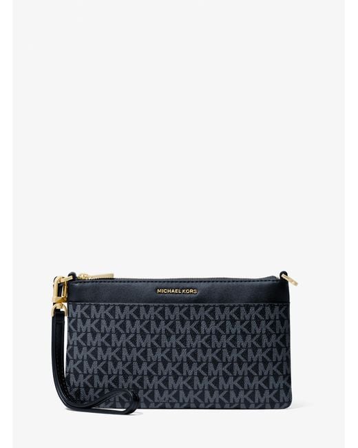 MICHAEL Michael Kors Gray Mk Jet Set Large Signature Logo Convertible Zip Wristlet