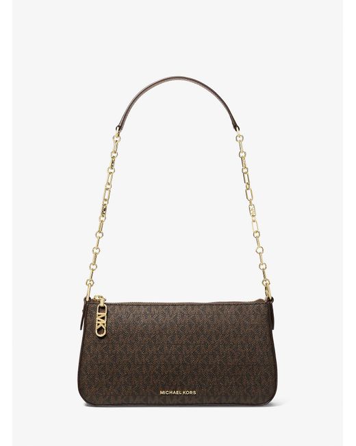 MICHAEL Michael Kors White Mk Empire Medium Signature Logo Chain-Link Pochette