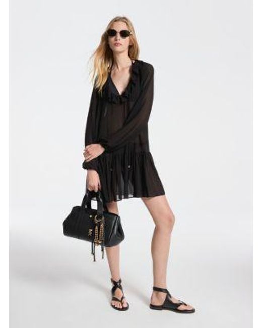 Michael Kors White Mk Ruffled Mini Dress