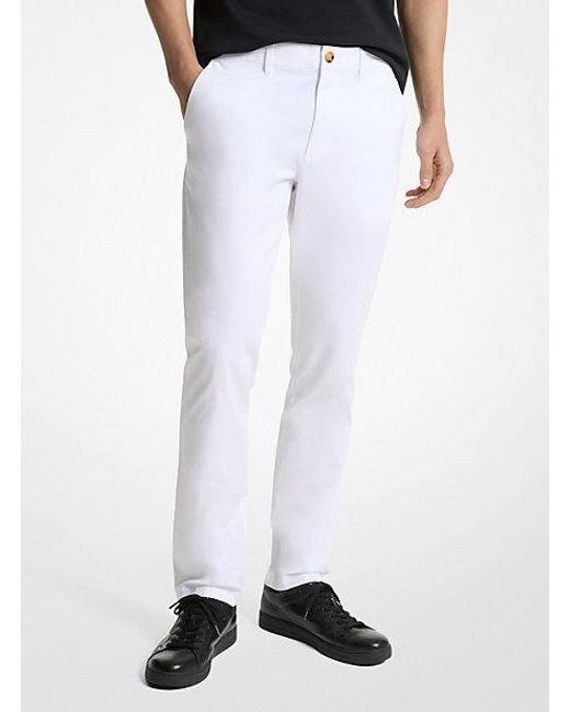 Michael Kors White Mk Slim-Fit Cotton Blend Chino Trousers for men