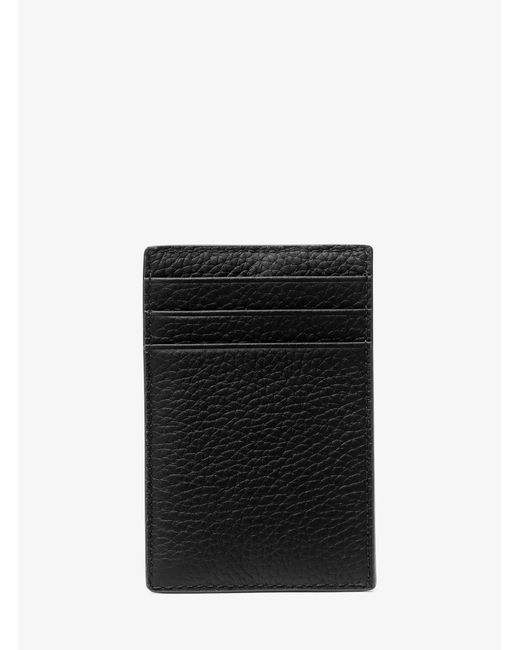 Michael Kors White Hudson Pebbled Leather Card Case for men