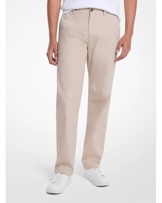 Michael Kors Natural Mk Finn Straight-Fit Cotton Chino Trousers for men