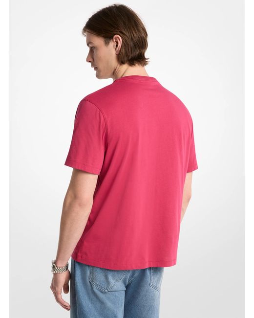 Michael Kors Outlet Red Mk Logo Cotton T-Shirt for men
