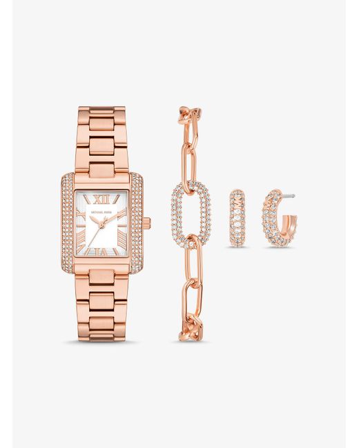 Mk Set Regalo Gioielli E Orologio Petite Emery Tonalità di Michael Kors in White