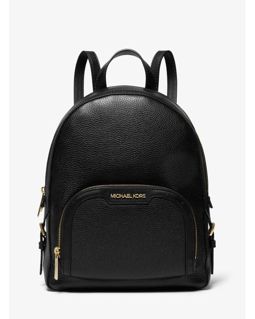 Michael Kors Black Jaycee Medium Pebbled Leather Backpack