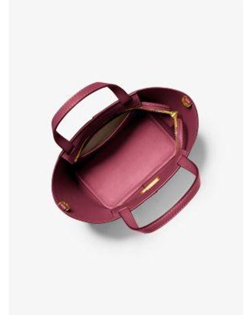 Michael Kors Purple Flora Medium Signature Logo And Pebbled Leather Crossbody Bag