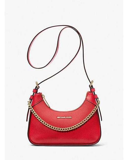 Michael Kors Red Wilma Small Leather Crossbody Bag