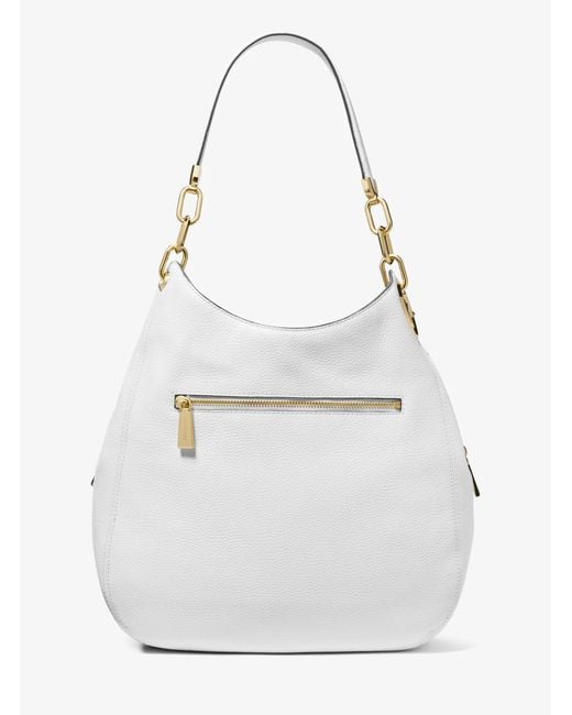 MICHAEL Michael Kors White Mk Lillie Large Pebbled Leather Shoulder Bag