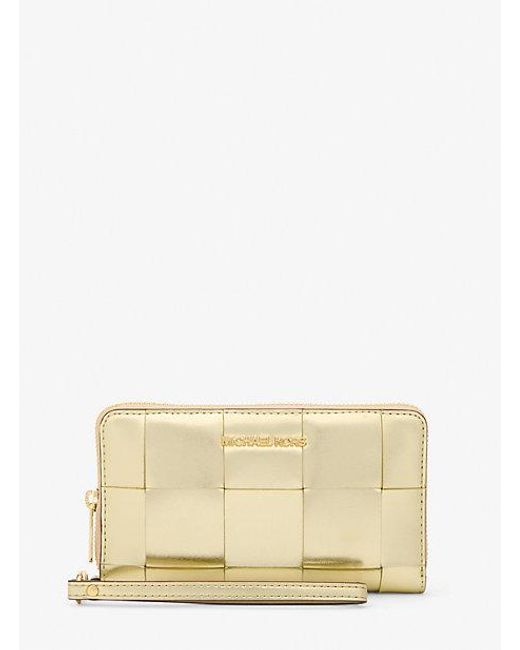 Michael Kors Natural Jet Set Travel Large Metallic Smartphone Wallet
