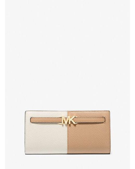 Michael Kors Natural Reed Large Two-tone Pebbled Leather Wallet