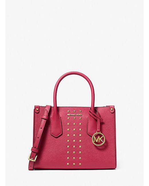 Michael Kors Pink Maple Small Studded Saffiano Leather Satchel