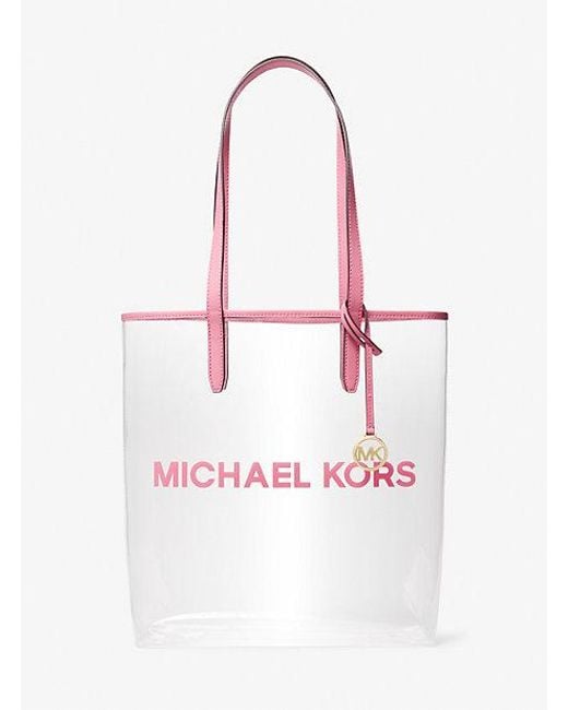 Michael Kors Pink The Michael Large Clear Vinyl Tote Bag