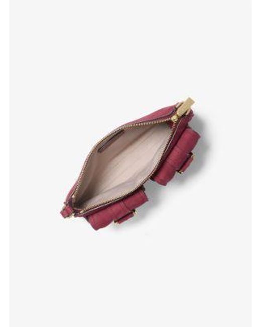 Michael Kors Red Zoe Small Suede Convertible Pochette