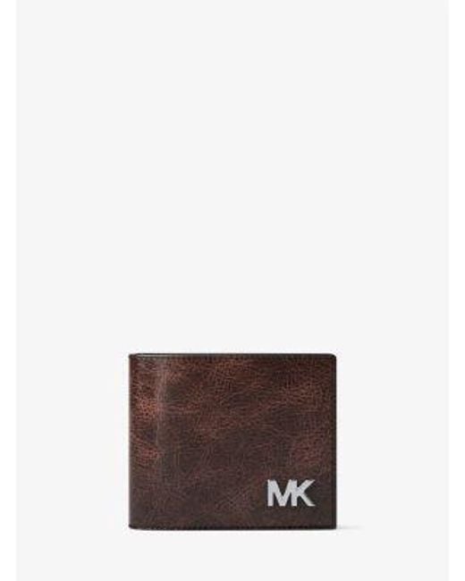 Michael Kors Brown Cyrus Burnished Billfold Wallet With Passcase for men