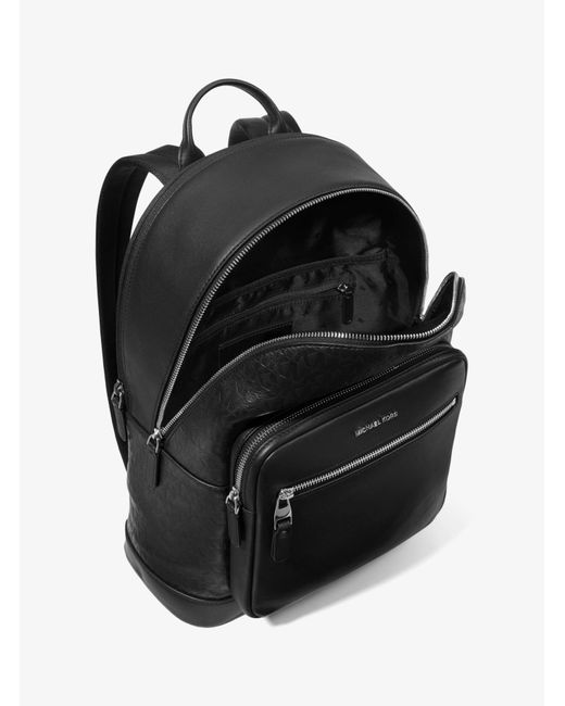 Michael Kors Hudson Logo Debossed Leather Backpack in Black for Men - Lyst