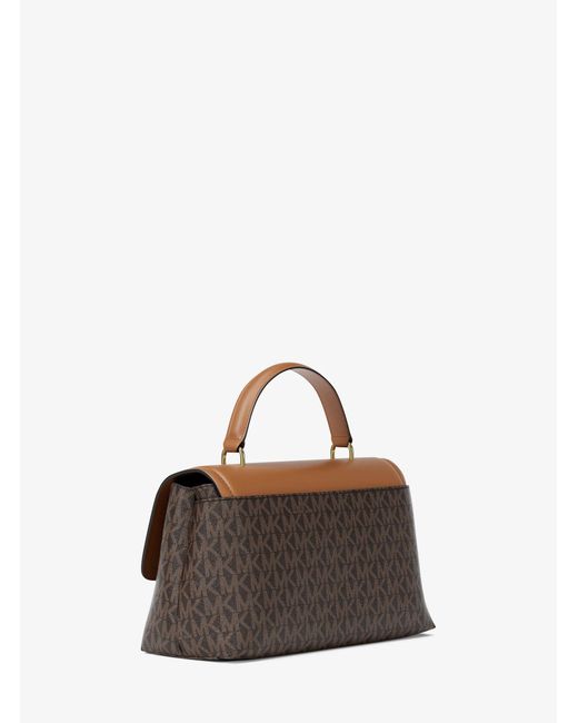 MICHAEL Michael Kors Brown Mk Tribeca Extra-Small Signature Logo Satchel