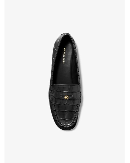 MICHAEL Michael Kors White Mk Jennings Crocodile Embossed Leather Loafer