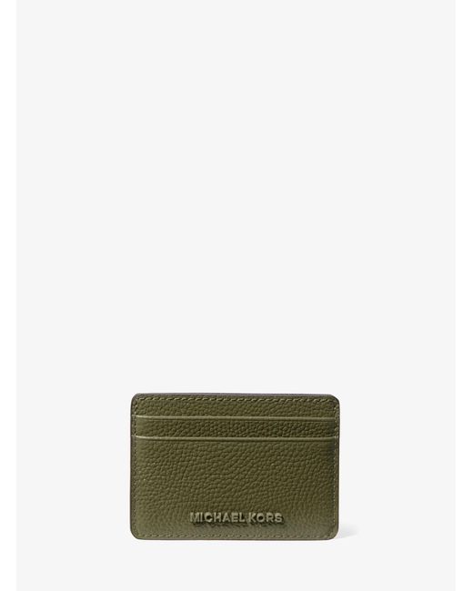 MICHAEL Michael Kors Green Mk Jet Set Pebbled Leather Card Case