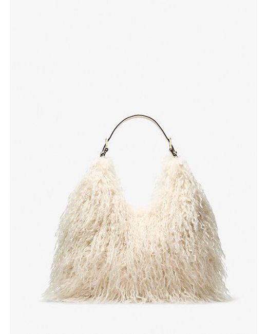 MICHAEL Michael Kors Natural Mk Nolita Large Faux Shearling Shoulder Bag