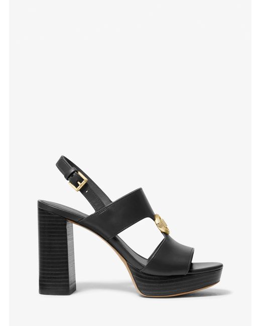 MICHAEL Michael Kors Black Mk Erin Leather Platform Sandal
