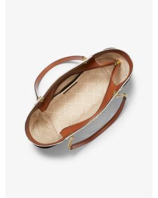 Michael Kors Natural Jet Set Large Signature Logo Shoulder Bag