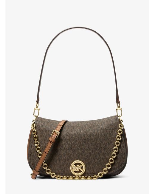 MICHAEL Michael Kors Gray Mk Nolita Medium Signature Logo Convertible Shoulder Bag