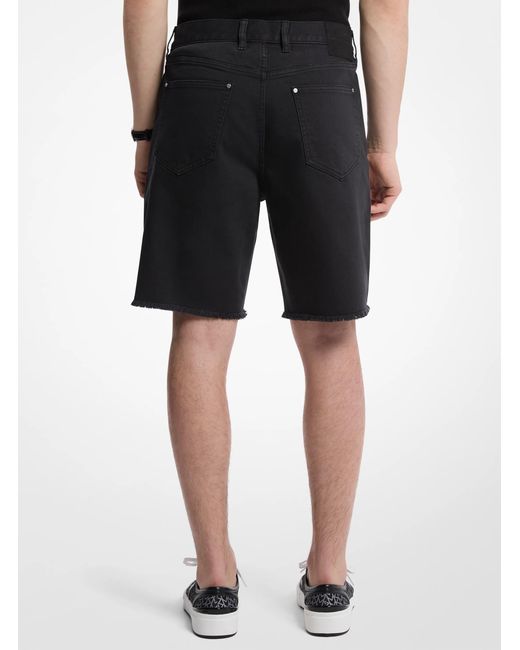 Michael Kors Black Mk Frayed Denim Shorts for men