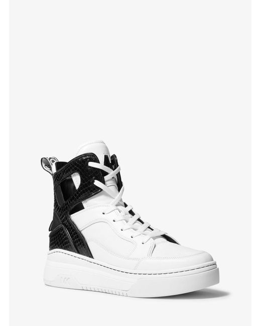 Sneaker alta Matson in materiale misto con logo di Michael Kors in White