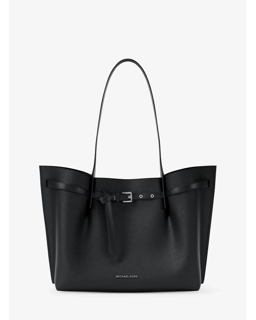 MICHAEL Michael Kors Black Mk Emilia Large Pebbled Leather Tote Bag