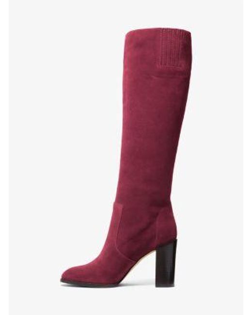 Michael Kors Red Mk Luella Suede Boot