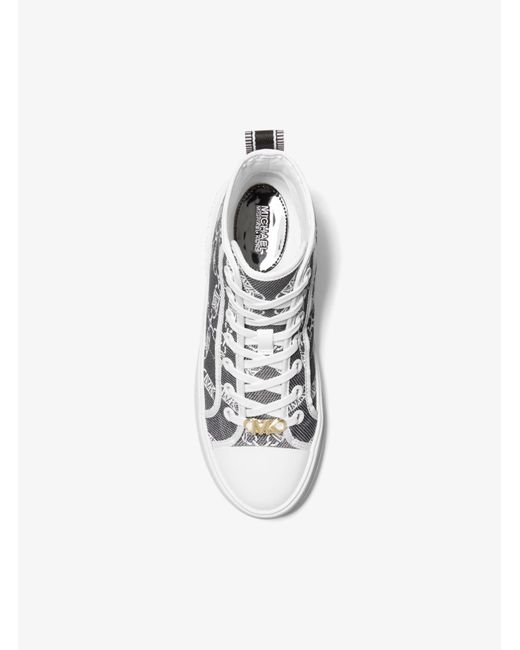 Michael Kors White Evy Empire Logo Jacquard High-top Sneaker
