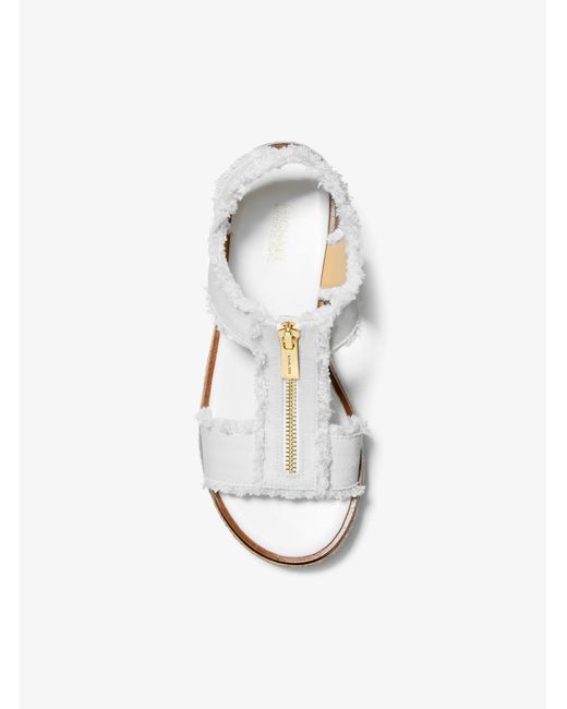 MICHAEL Michael Kors White Mk Berkley Frayed Denim Espadrille Sandal