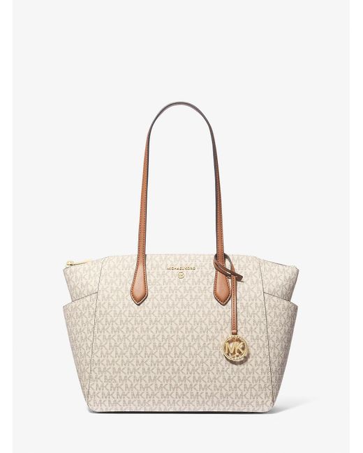 Borsa tote Marilyn media con logo di MICHAEL Michael Kors in Natural