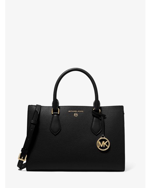 Michael Kors Black Valerie Medium Pebbled Leather Satchel