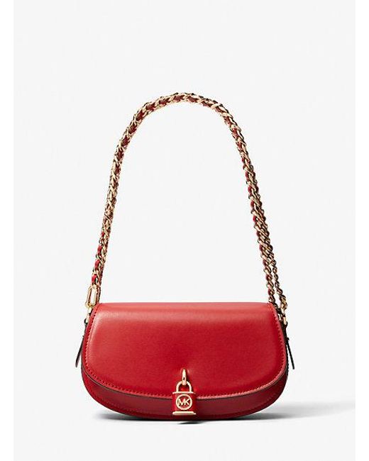 MICHAEL Michael Kors Red Mila Small Leather Shoulder Bag