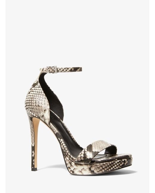 Michael Kors Jordyn Snake Embossed Faux Leather Platform Sandal in