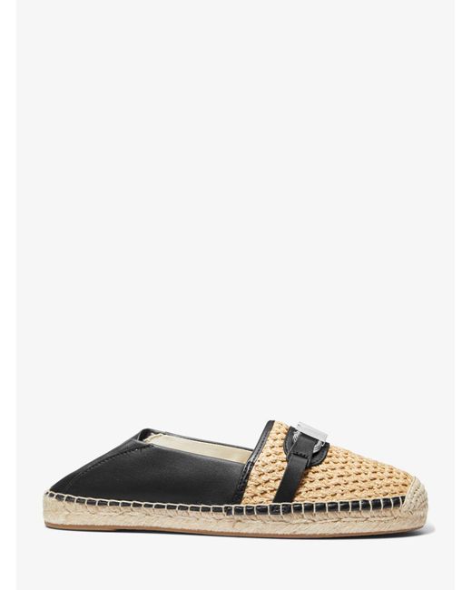 MICHAEL Michael Kors White Ember Leather And Straw Espadrille