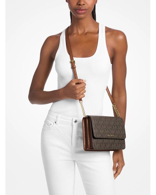 Michael Kors Outlet Gray Mk Daniela Large Signature Logo Crossbody Bag