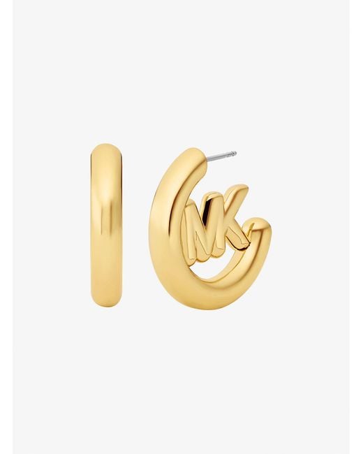 Mk Orecchini A Cerchio Grandi Con Ciondolo Con Logo di Michael Kors in Metallic