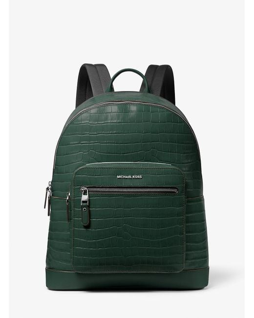 Michael Kors Green Hudson Crocodile Embossed Leather Commuter Backpack for men