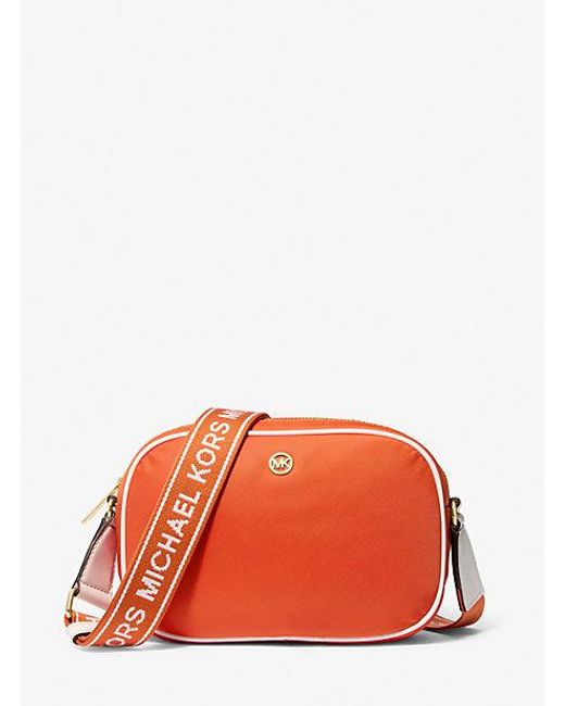 Michael Kors Orange Jet Set Medium Nylon Camera Crossbody Bag