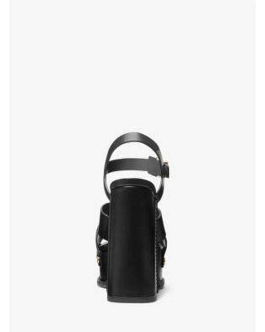 Michael Kors Black Mk Nora Leather Platform Sandal