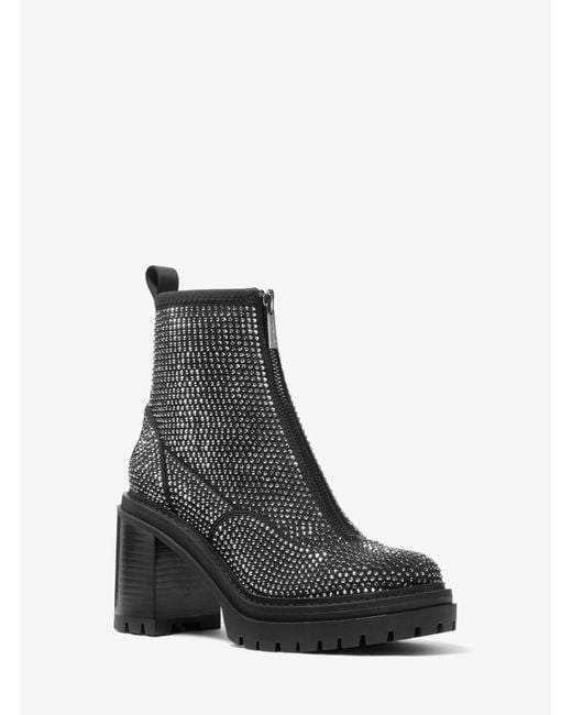 Michael Kors Cyrus Embellished Scuba Ankle Boot in Black Lyst