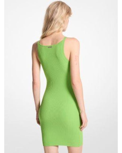 Michael Kors Green Ribbed Stretch Knit Tank Dress