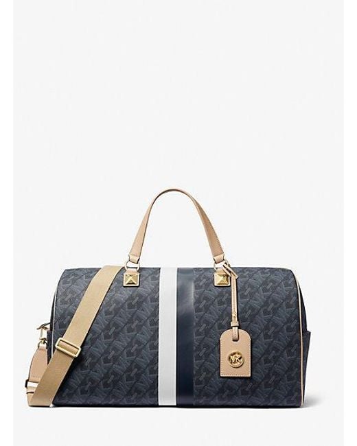 Michael Kors Blue Grayson Extra-large Empire Signature Logo Stripe Weekender Bag